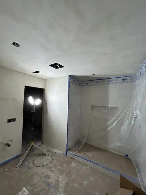 Master bathroom, level-5 finish, primer and Venetian plaster application 2026 project photo